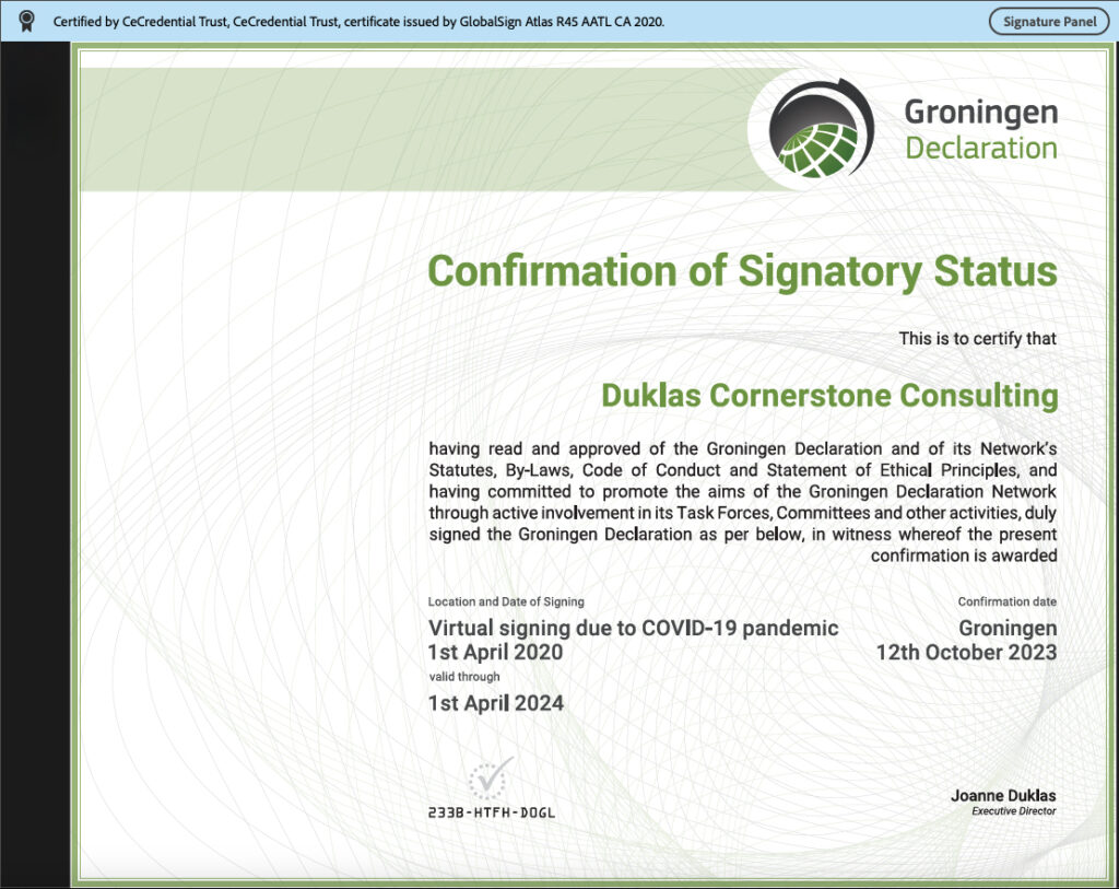 Confirmation of GDN Signatory Status